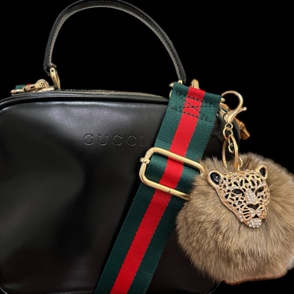 GUCCI Vintage Bamboo Top Handle Bag in Black w/ Bag Charm and Strap - Picture 1 of 12
